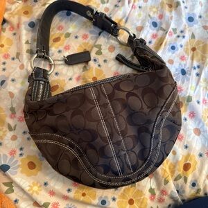 Coach Dark Brown Signature Shoulder Bag